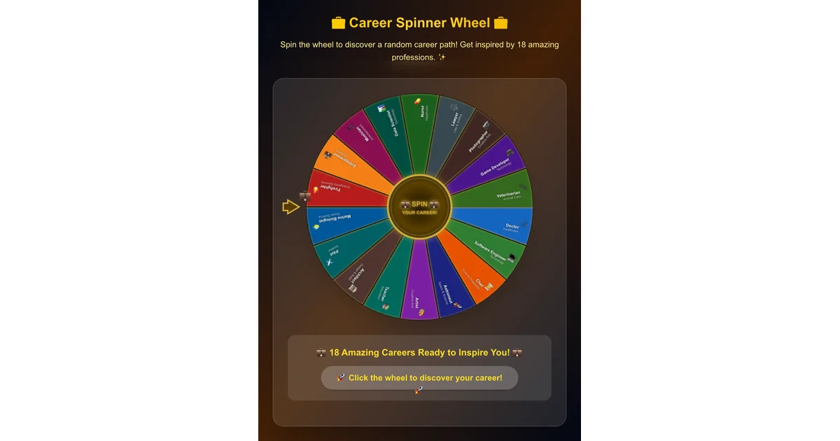 Career Spinner Wheel - Random Job & Career Path Picker