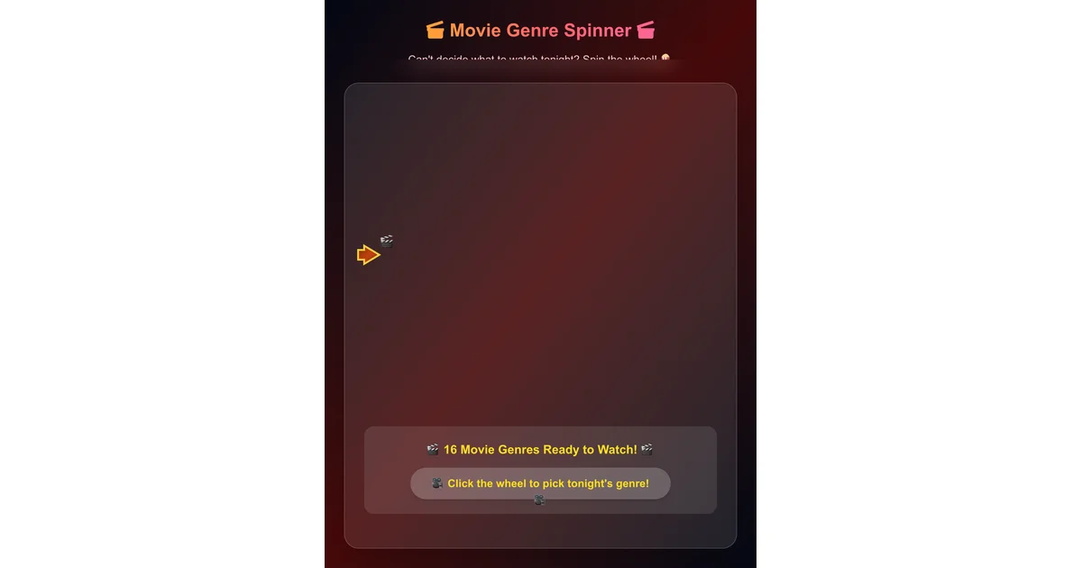 Movie Genre Spinner Wheel - Random Film Genre Picker