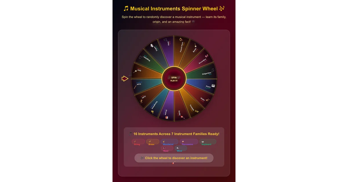 Musical Instruments Spinner Wheel - Random Instrument Picker