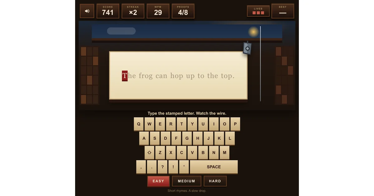 Quoin Rhyme — Sentence Typing Speed Game