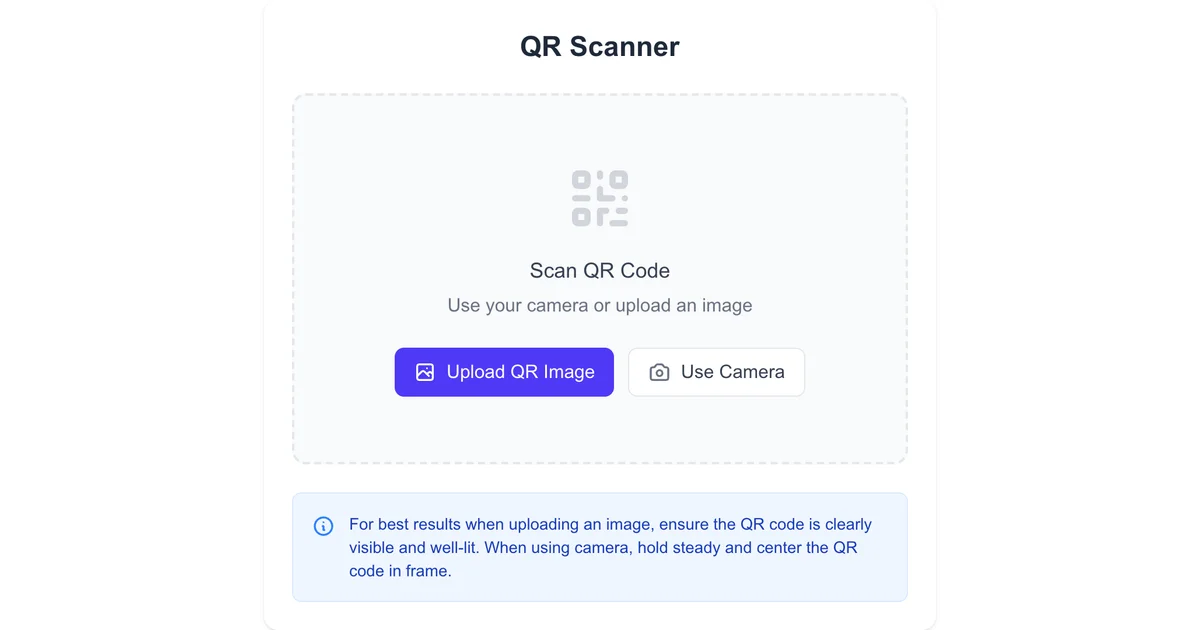 Máy quét mã QR trực tuyến - Quét mã QR từ Camera hoặc Hình ảnh
