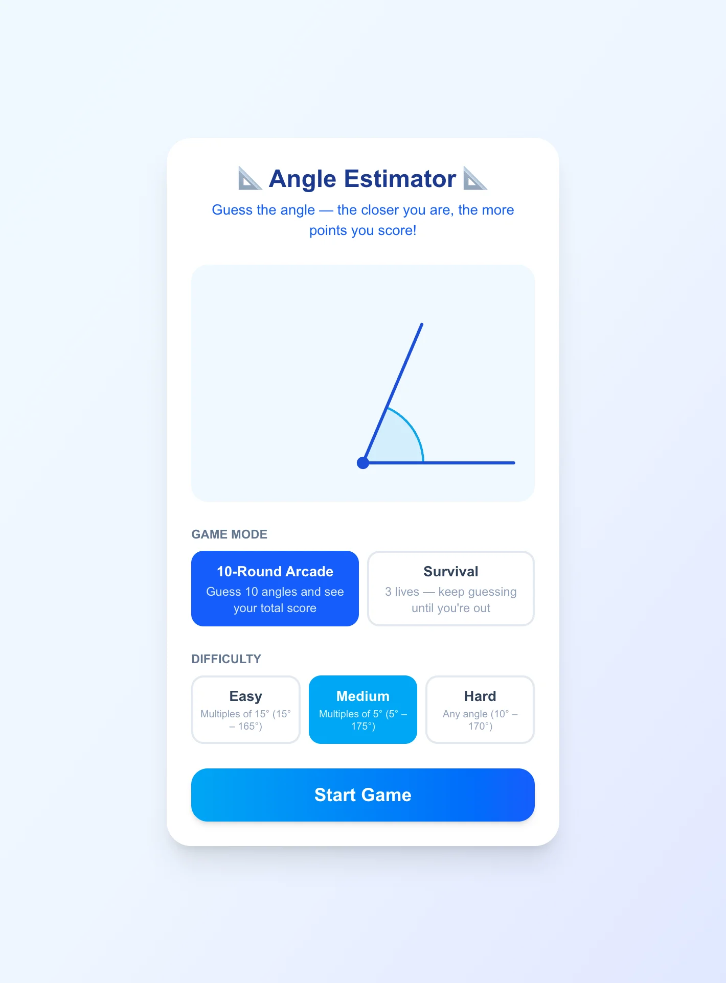 Angle Estimator Game