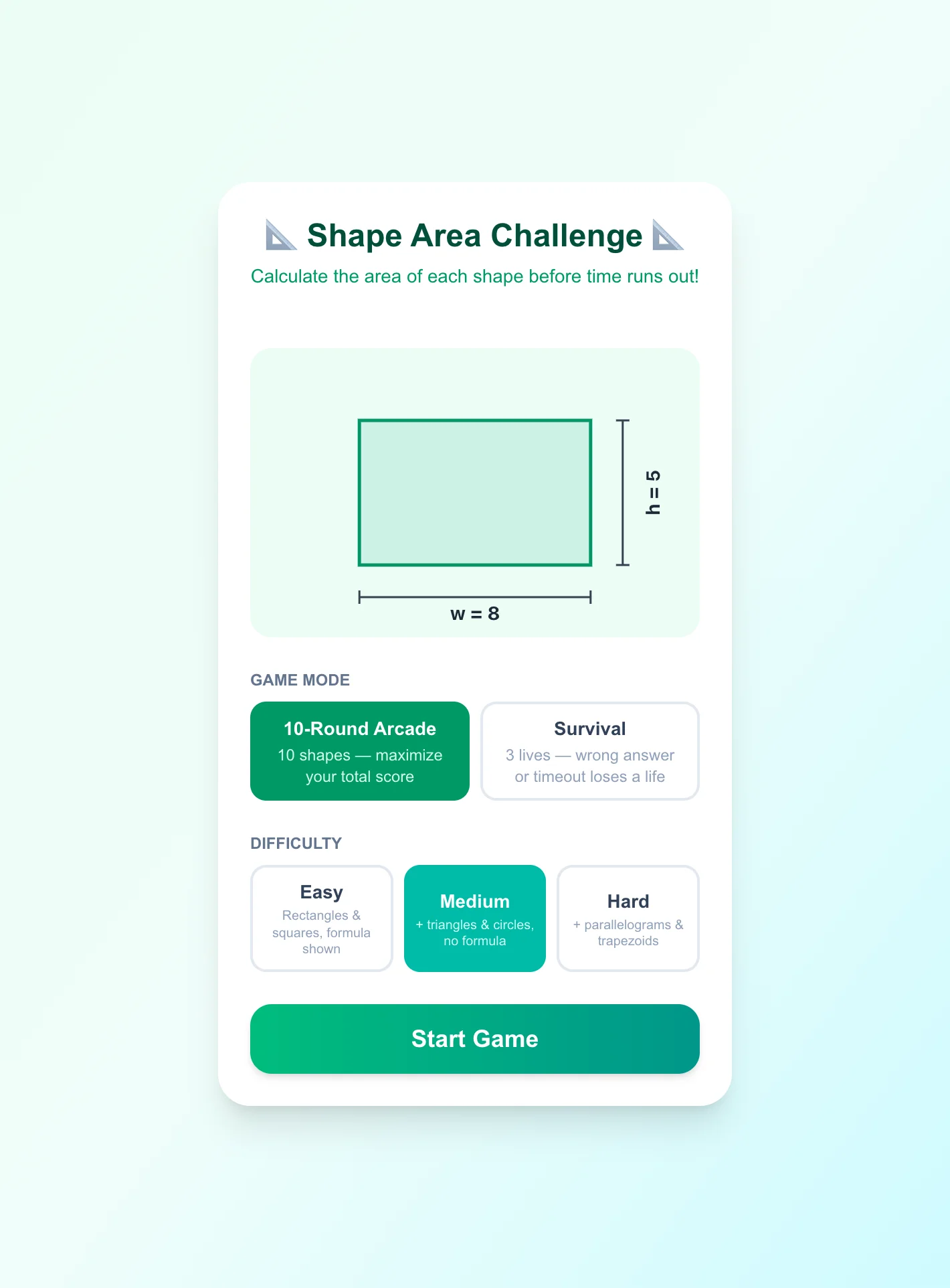 Shape Area Challenge