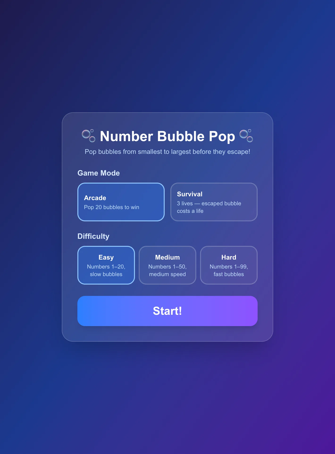 Number Bubble Pop
