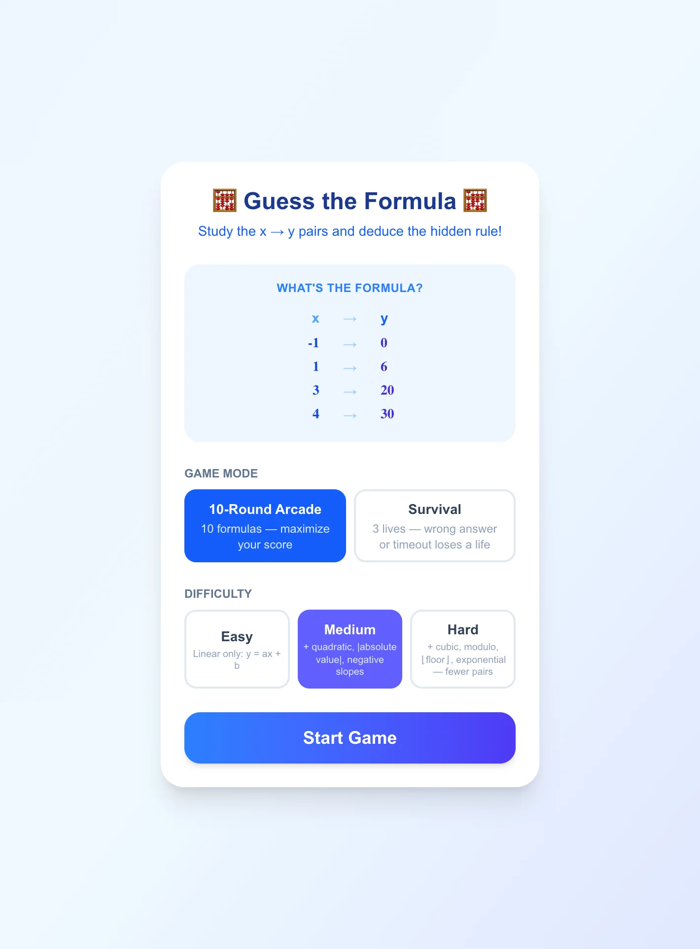 Guess the Formula