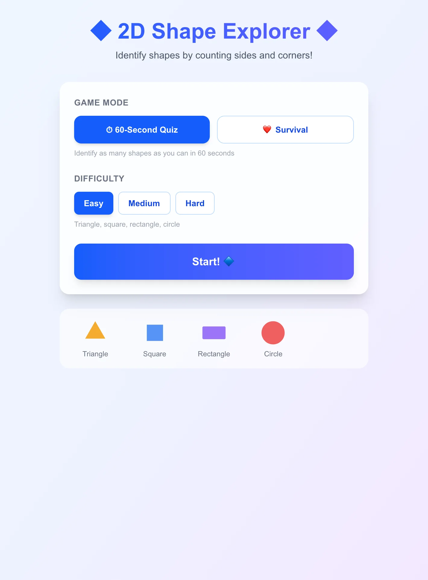 2D Shape Explorer - Identify Shapes by Sides & Corners