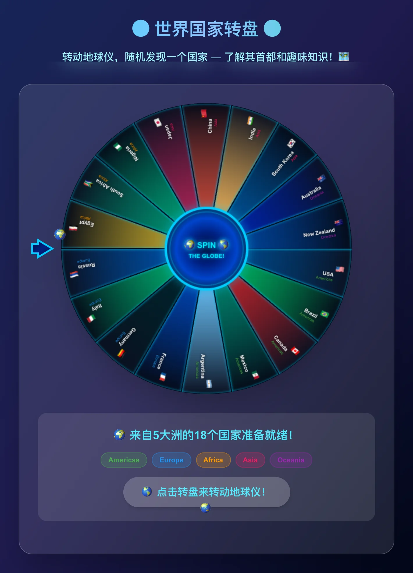 Countries of the World Spinner Wheel