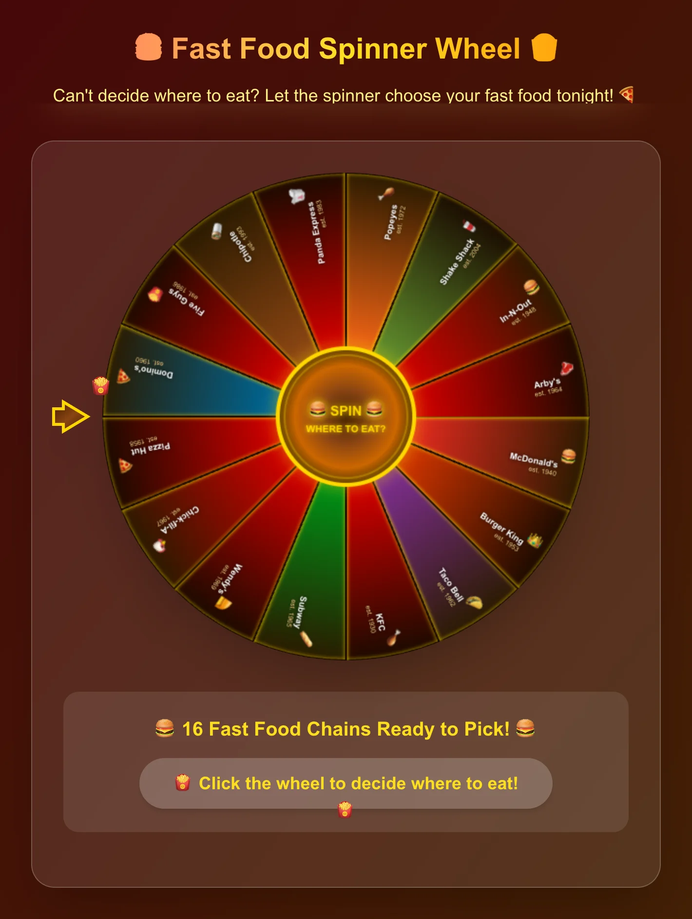 Fast Food Spinner Wheel