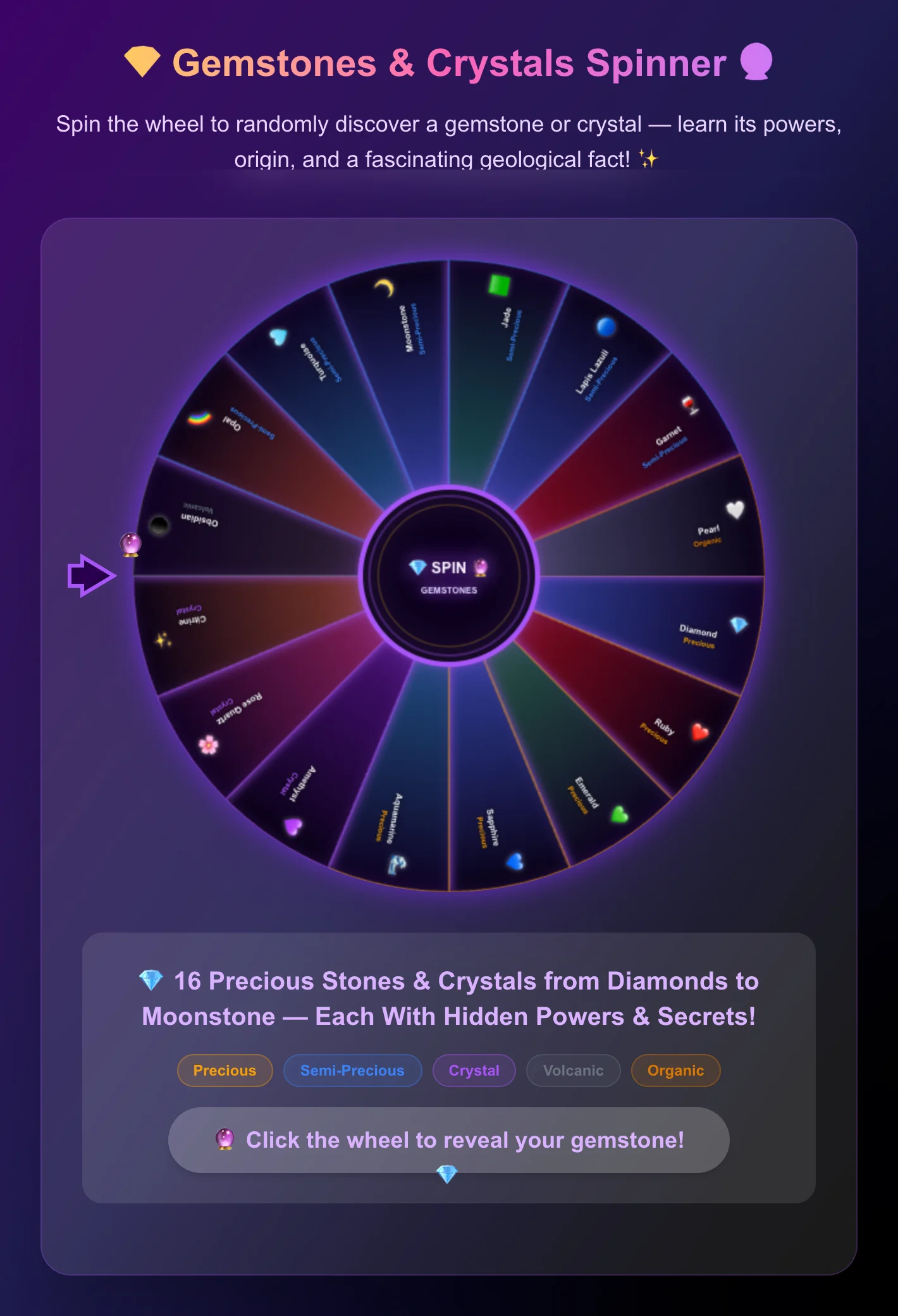 Gemstones & Crystals Spinner Wheel