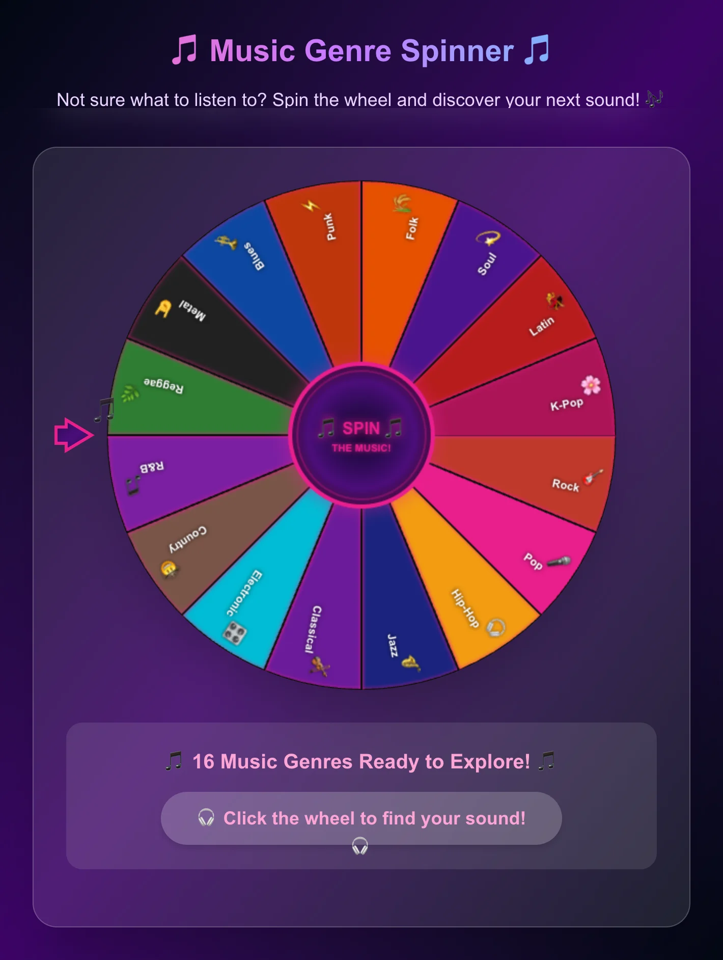 Music Genre Spinner Wheel
