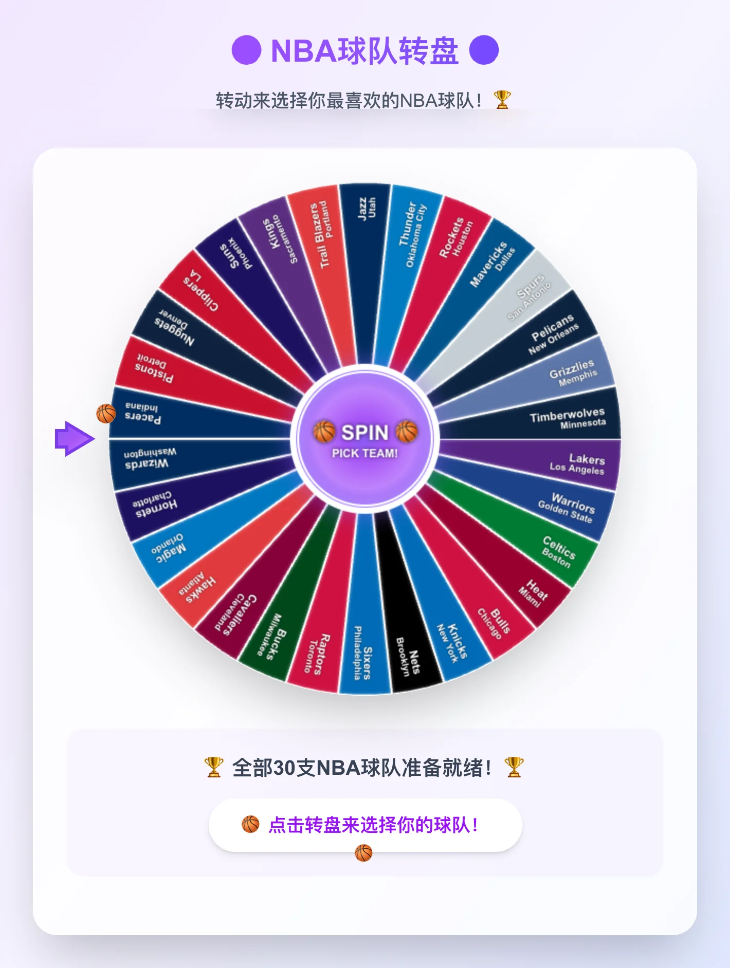 NBA Team Spinner Wheel