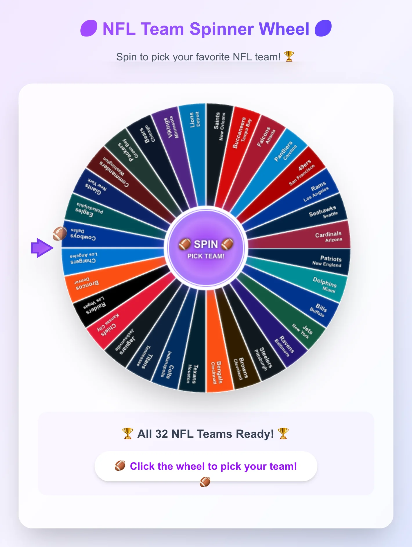 NFL Team Spinner Wheel