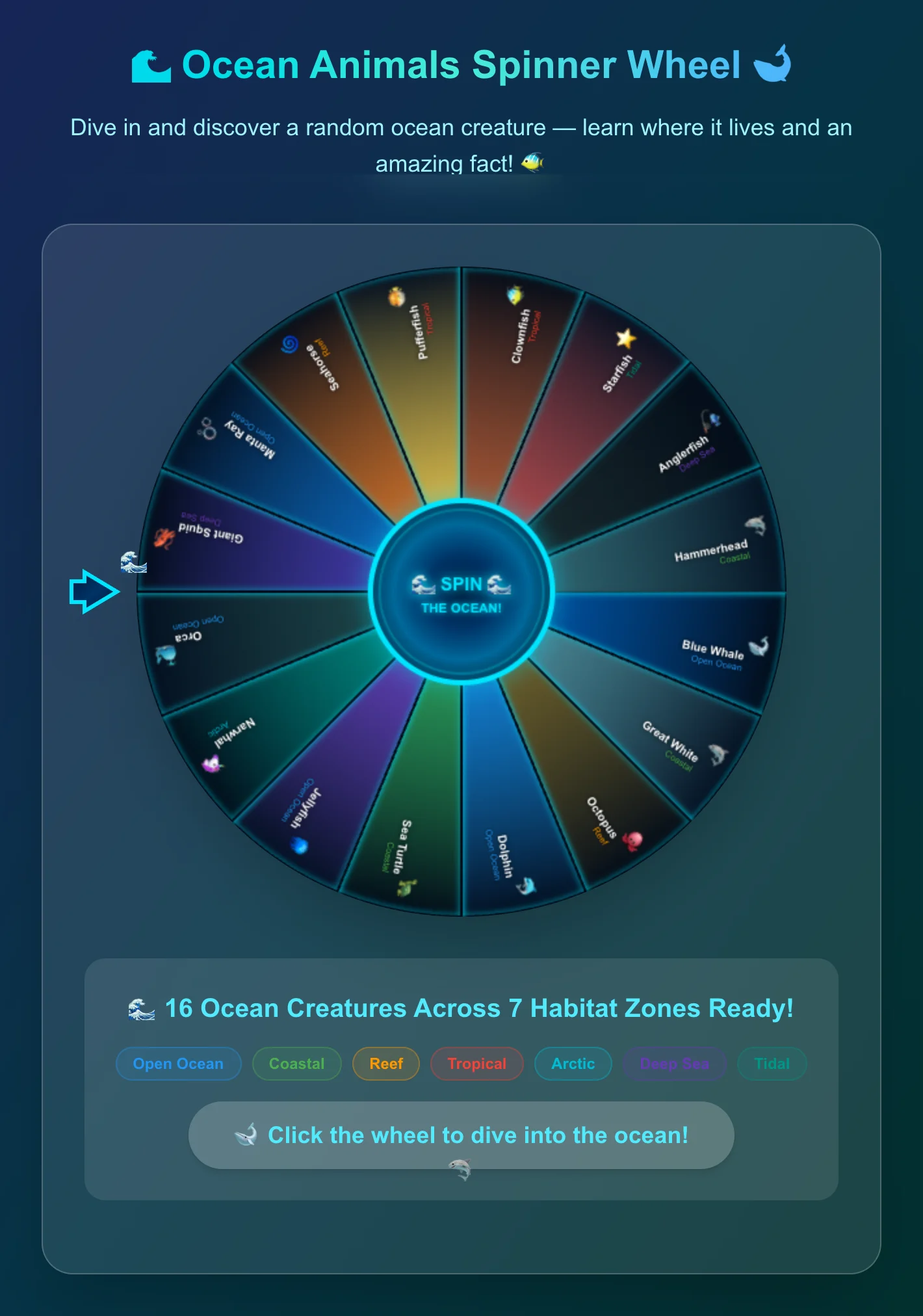 Ocean Animals Spinner Wheel