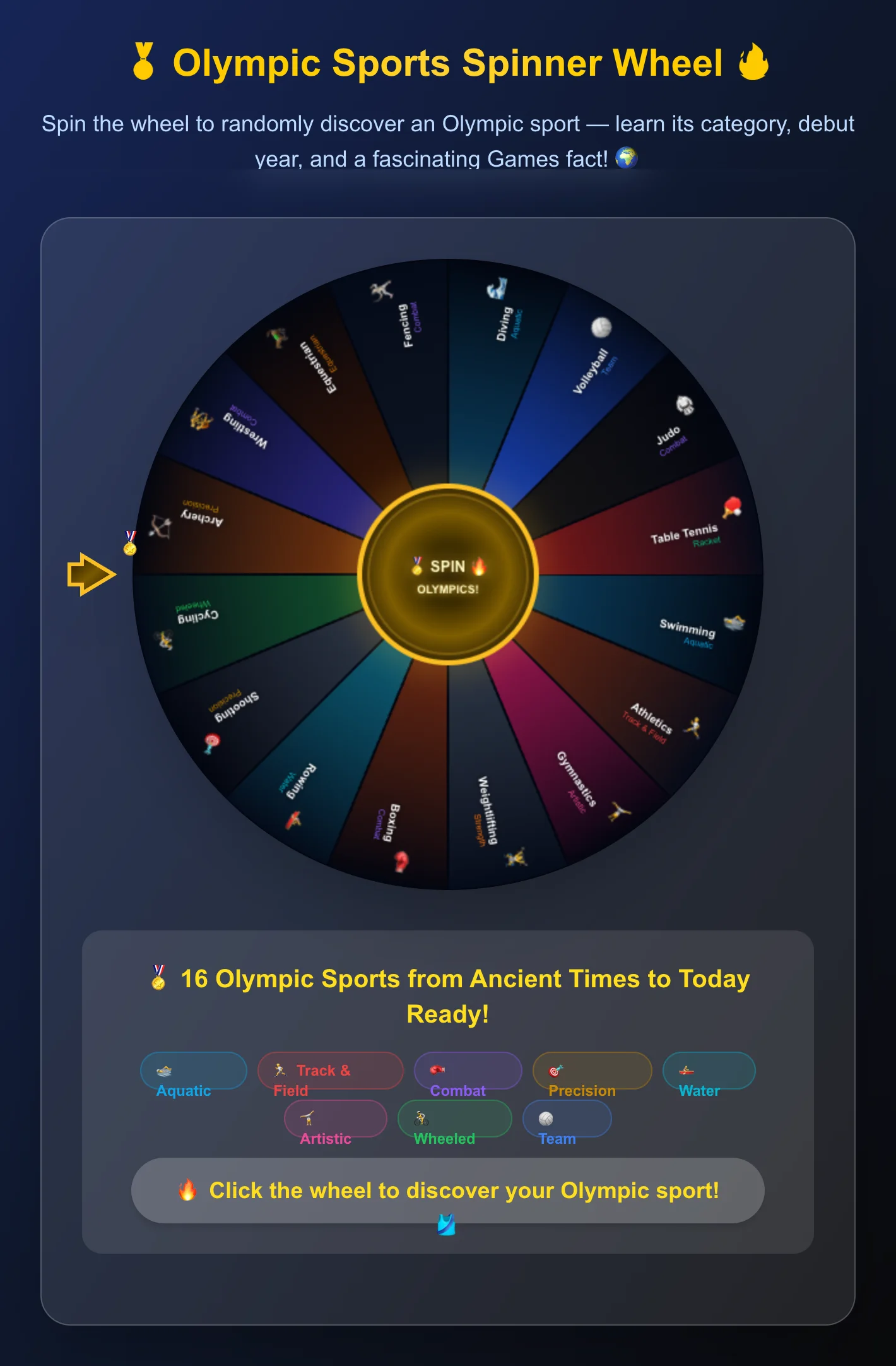 Olympic Sports Spinner Wheel