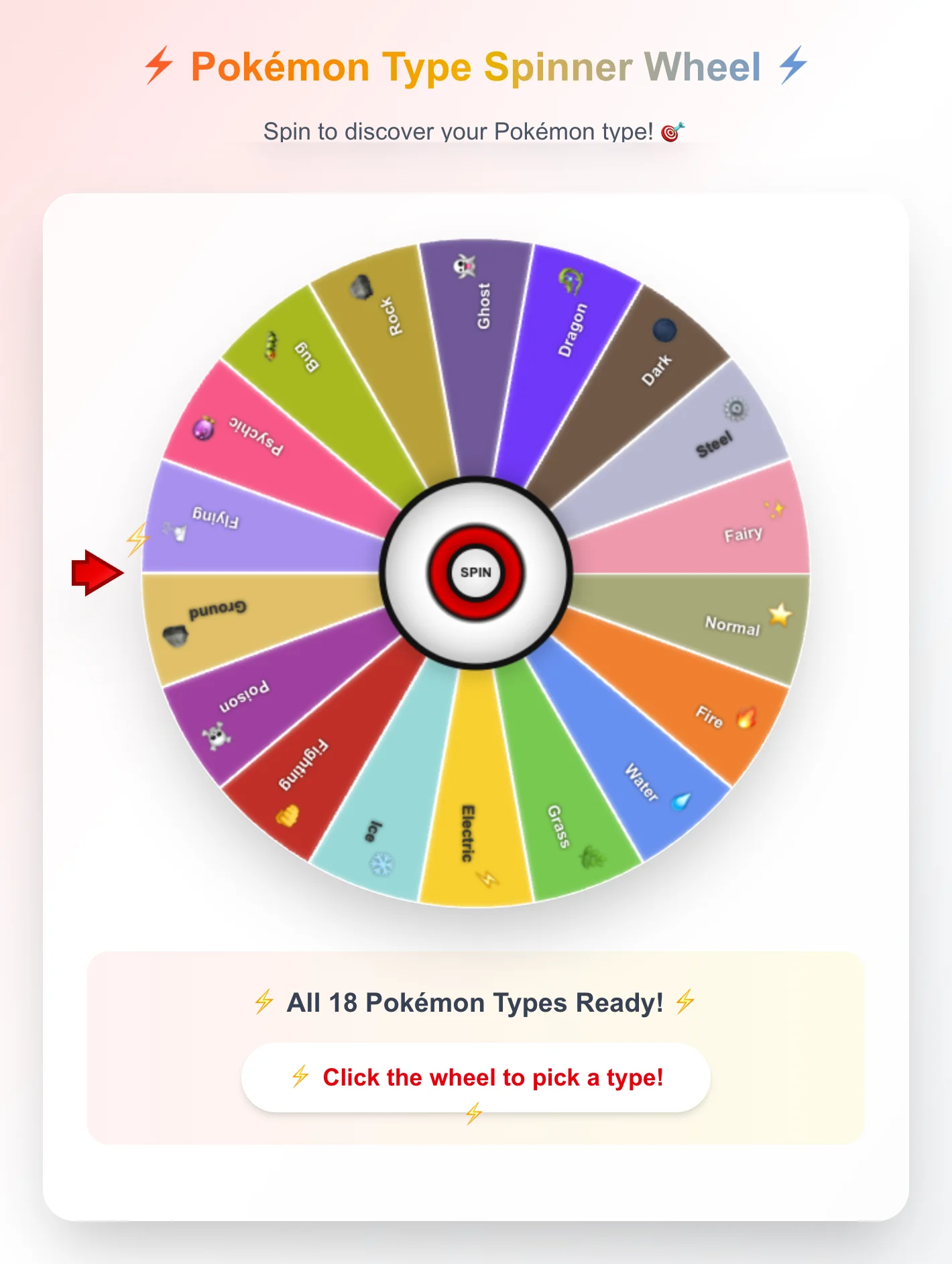 Pokémon Type Spinner Wheel