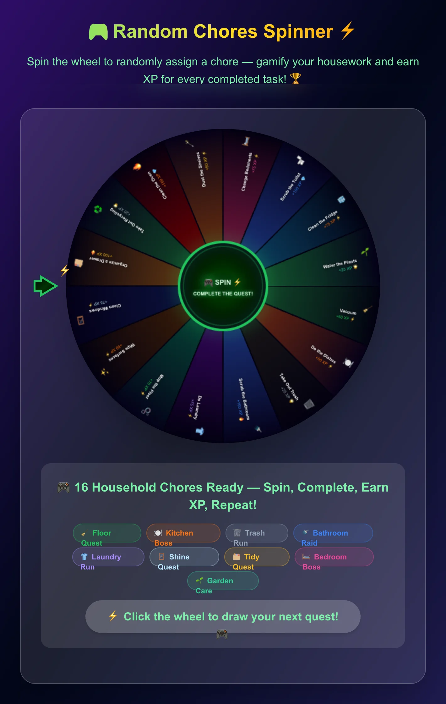 Random Chores Spinner Wheel