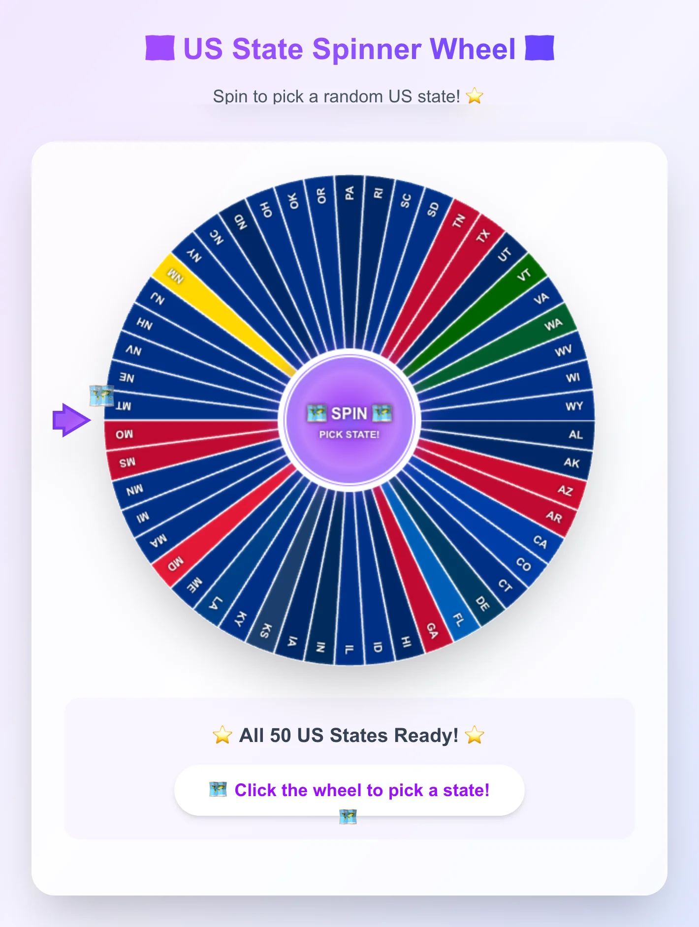 US State Spinner Wheel