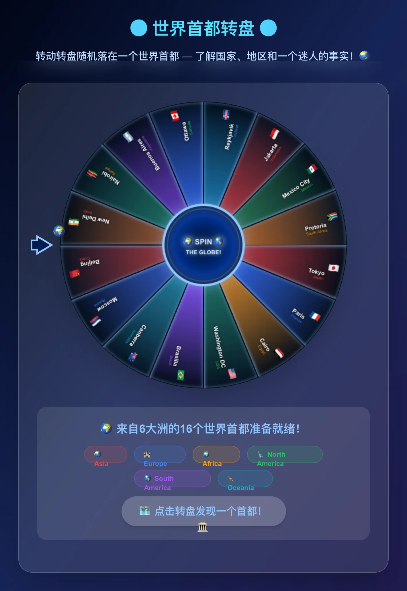 World Capitals Spinner Wheel