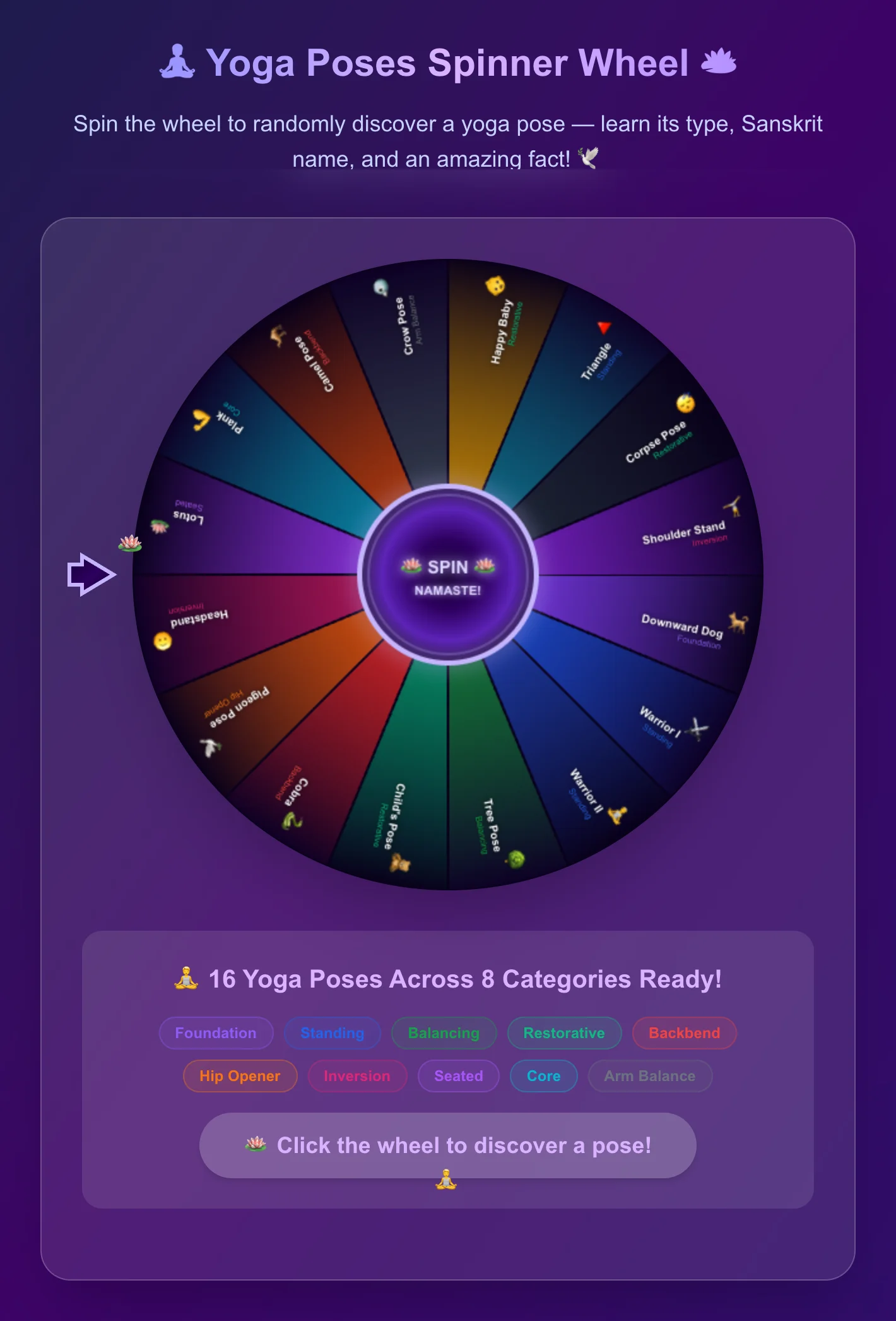 Yoga Poses Spinner Wheel