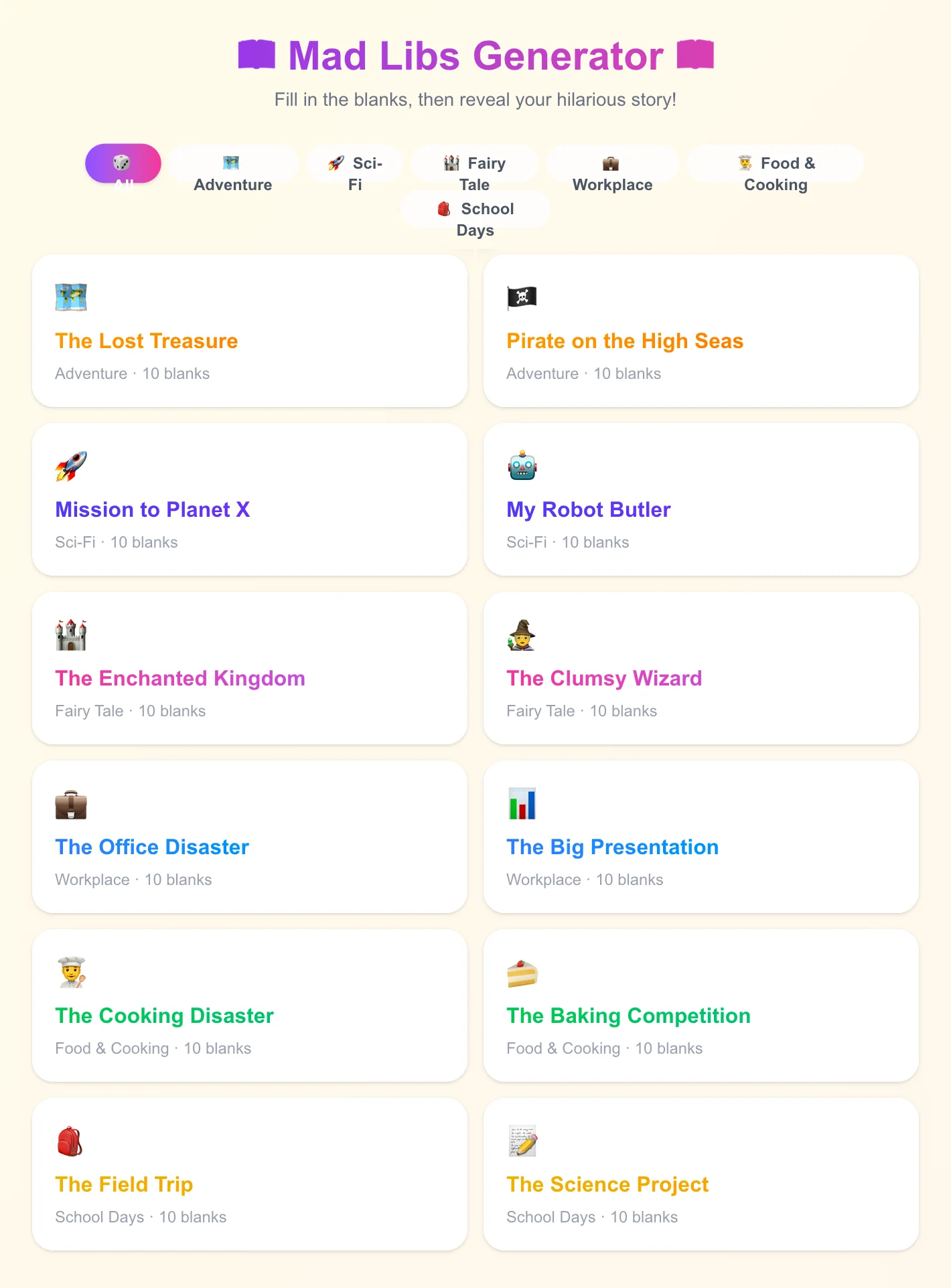 Generador de Mad Libs