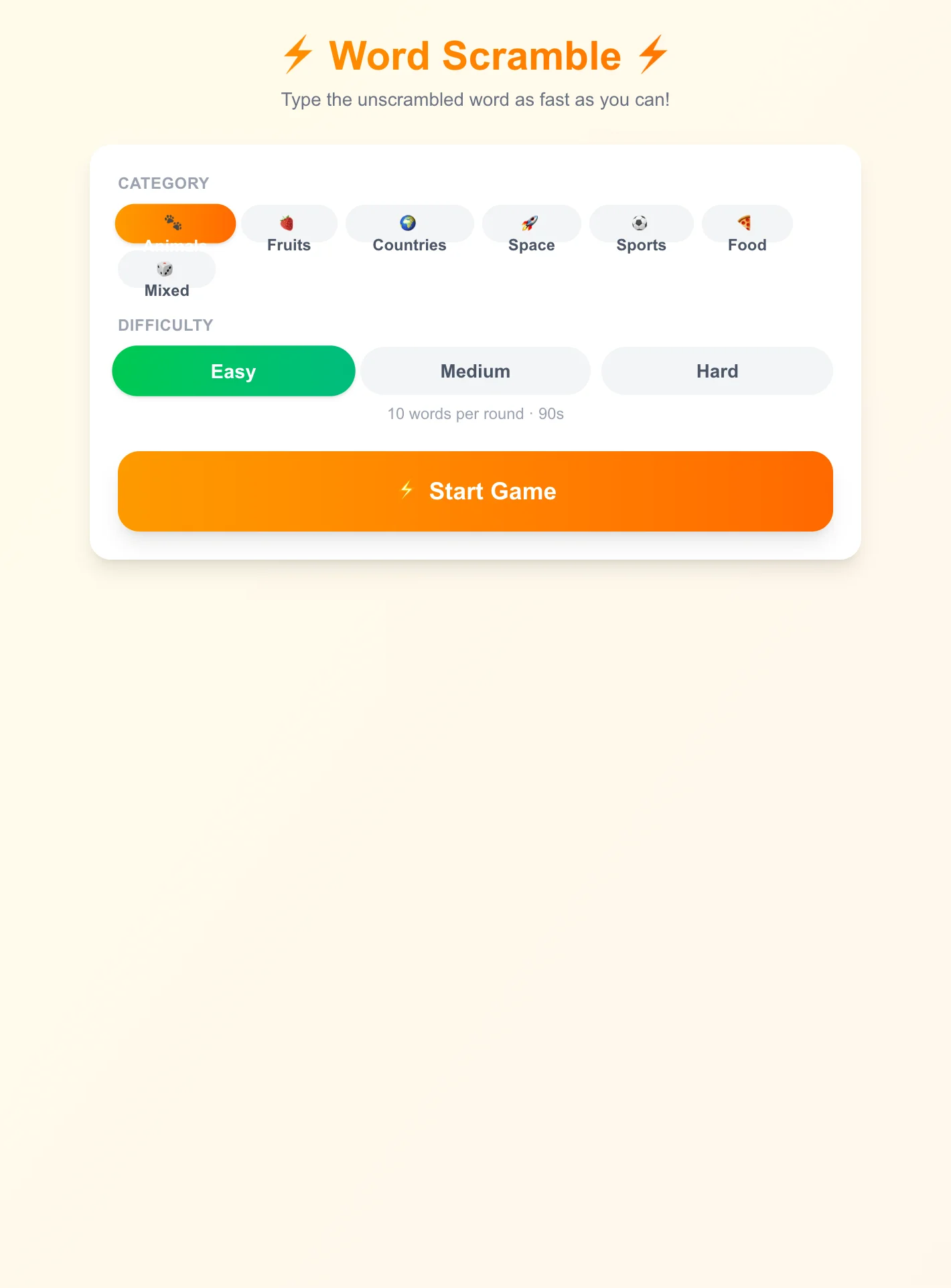 Word Scramble Game