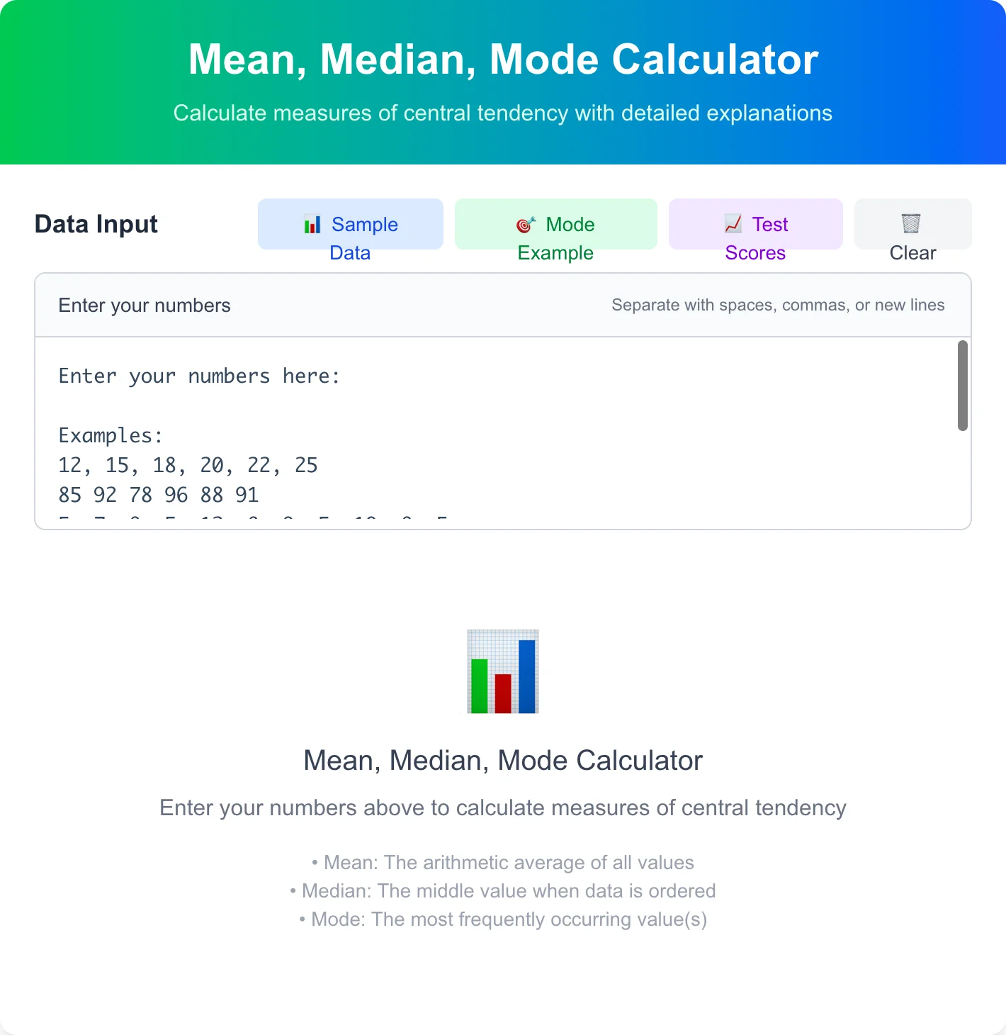 Mean Median Mode Calculator